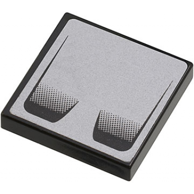 black tile 2 x 2 with double air vent on silver background pattern sticker - set 8647