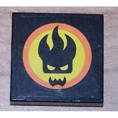 black tile 2 x 2 with agents dr inferno logo pattern sticker - sets 8635 8636 8968 8969 8970