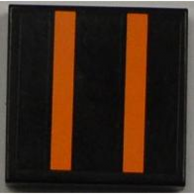 black tile 2 x 2 with orange stripes pattern sticker - set 8186