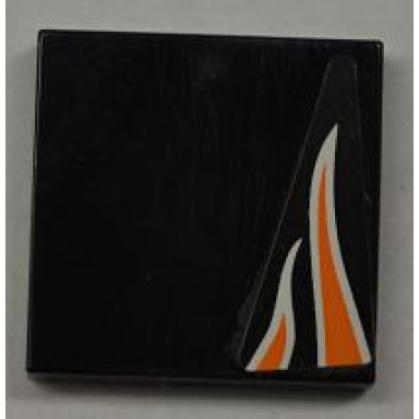 black tile 2 x 2 with orange flames on black background pattern model left side sticker - set 8125