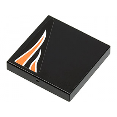 black tile 2 x 2 with orange flames on black background pattern model right side sticker - set 8125
