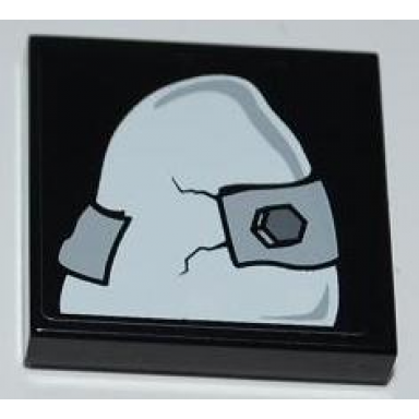 black tile 2 x 2 with cracked tooth stone with metal plates pattern sticker - set 2520