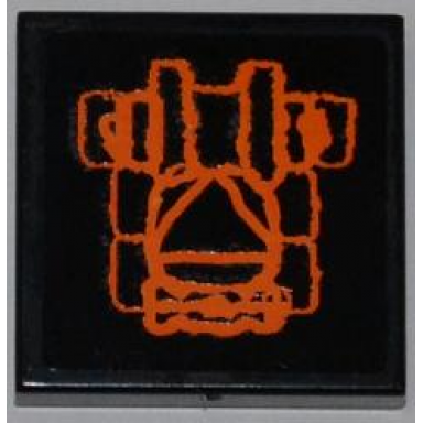 black tile 2 x 2 with atlantis triangle logo and orange lines pattern sticker - set 7985