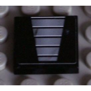 black tile 2 x 2 with silver grille pattern sticker - set 8158