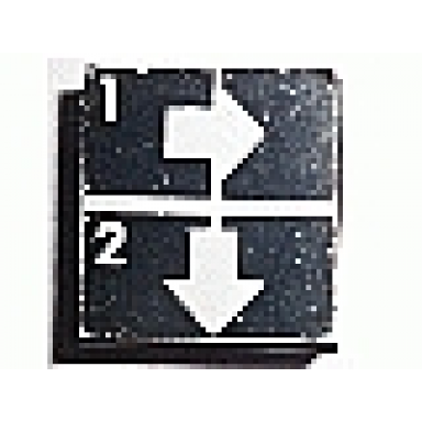 black tile 2 x 2 with white number 1 number 2 crossed lines and arrows right down pattern sticker - set 8094