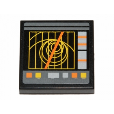 black tile 2 x 2 with sw cannon operating monitor pattern sticker - set 75014