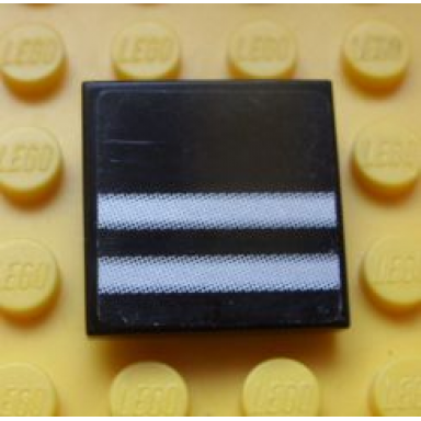 black tile 2 x 2 with 2 silver stripes pattern sticker - set 8658
