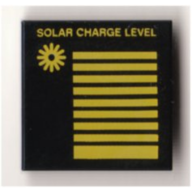 black tile 2 x 2 with yellow solar charge level sun and lines pattern