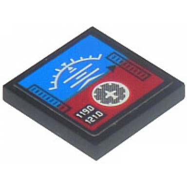 black tile 2 x 2 with flight instruments and 1190 and 1210 pattern sticker - set 42025