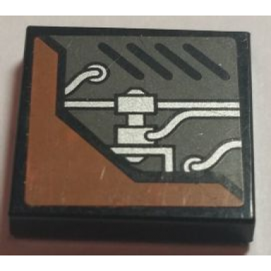 black tile 2 x 2 with pipes vent holes and corner cover pattern model left side sticker - set 8635