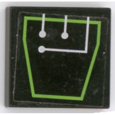 black tile 2 x 2 with silver circuitry in green outline pattern sticker - set 7713