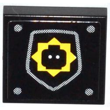 black tile 2 x 2 with minifigure head badge and 4 silver rivets pattern sticker - set 70808