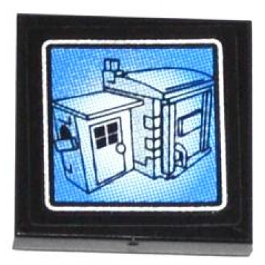 black tile 2 x 2 with surveillance screen garage pattern sticker - set 60044