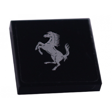 black tile 2 x 2 with ferrari logo silver horse large pattern sticker - set 8652