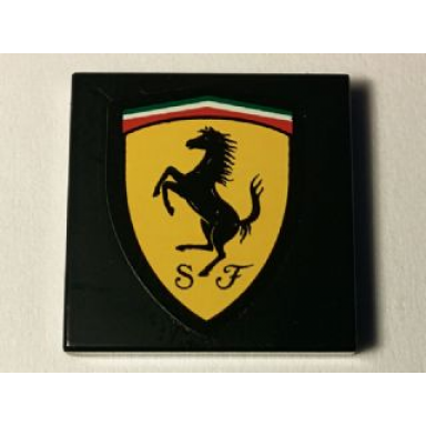 black tile 2 x 2 with ferrari logo with black border pattern sticker - set 40194