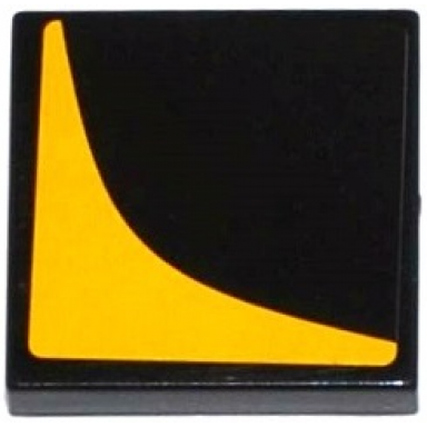 black tile 2 x 2 with bright light orange corner pattern sticker - set 75909