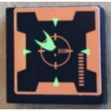black tile 2 x 2 with target on screen pattern sticker - set 7690