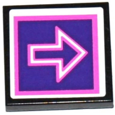 black tile 2 x 2 with dark pink and white arrow outlines on dark purple background pattern sticker - set 41130