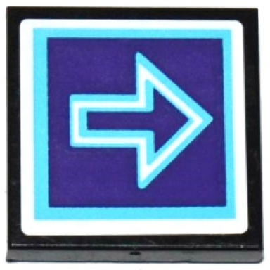 black tile 2 x 2 with medium azure and white arrow outlines on dark purple background pattern sticker - set 41130