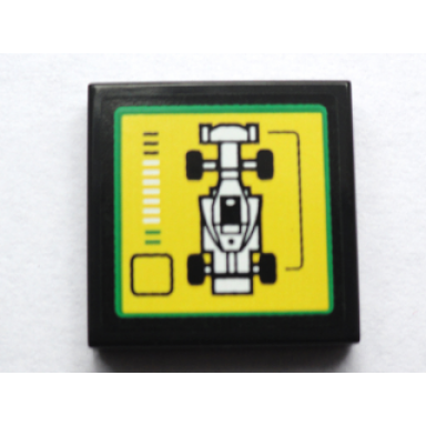 black tile 2 x 2 with f1 race car and bar gauge pattern sticker - set 75913