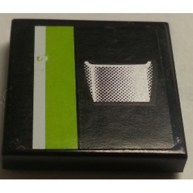 black tile 2 x 2 with lime and white stripe on black background and air intake pattern sticker - set 8154