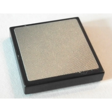 black tile 2 x 2 with silver vehicle mirror rounded corners pattern sticker - set 8289 middle dots smaller than external ones