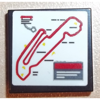 black tile 2 x 2 with race circuit map pattern sticker - set 75876