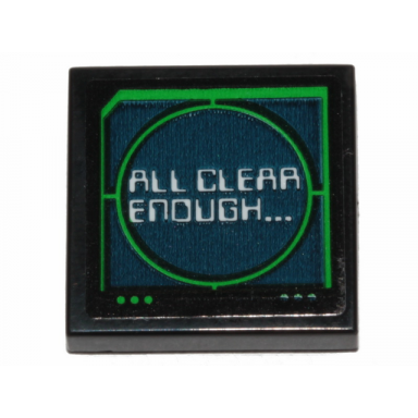 black tile 2 x 2 with all clear enough.. on green and dark blue computer screen pattern sticker - set 70835
