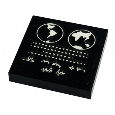 black tile 2 x 2 with neil armstrong signature and globe pattern sticker - set 10266