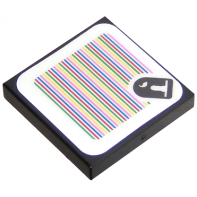 black tile 2 x 2 with super mario scanner code bullet bill pattern sticker - sets 71361 71389