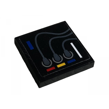 black tile 2 x 2 with gray wires red yellow and blue buttons pattern sticker - set 42096
