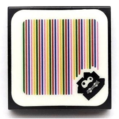 black tile 2 x 2 with super mario scanner code fuzzy pattern sticker - sets 30389 71361 71389 71405