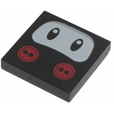 black tile 2 x 2 with eyes on white background red buttons pattern super mario ninji face
