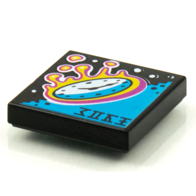 black tile 2 x 2 with beatbit album cover - clock reentering atmosphere pattern