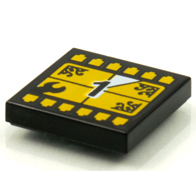 black tile 2 x 2 with beatbit album cover - yellow tv screen countdown number 1 pattern