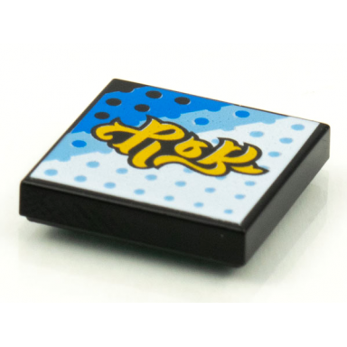 black tile 2 x 2 with beatbit album cover - yellow title on white bright light blue and blue background with dot grid pattern