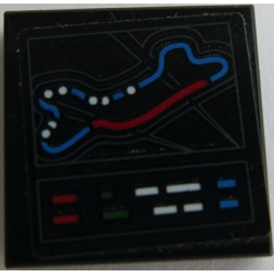 black tile 2 x 2 with race track pattern sticker - set 75879