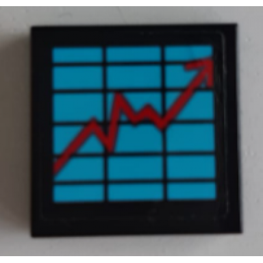 black tile 2 x 2 with stock exchange graph with red arrow pattern sticker - set 60102
