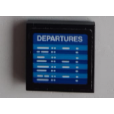 black tile 2 x 2 with white departures screen pattern sticker - set 60200