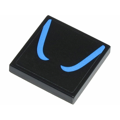 black tile 2 x 2 with 2 medium blue curved lines pattern sticker - set 76238