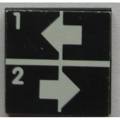 black tile 2 x 2 with white arrows left and right numbers 1 and 2 pattern sticker - set 8094