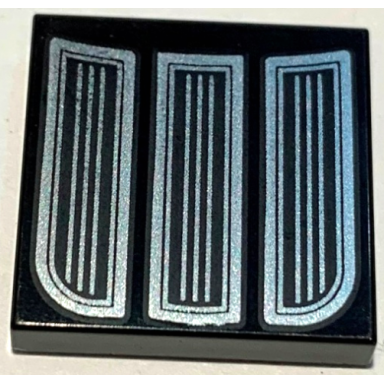 black tile 2 x 2 with 3 silver grills pattern