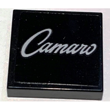 black tile 2 x 2 with silver camaro pattern sticker - set 10304