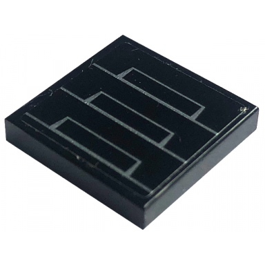 black tile 2 x 2 with silver lines air vents on black background pattern sticker - set 76181