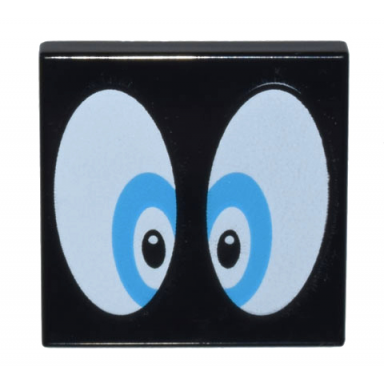 black tile 2 x 2 with large dark azure and white eyes pattern super mario iggy