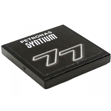 black tile 2 x 2 with white petronas syntium and number 77 pattern sticker - set 76909