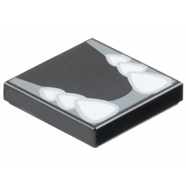 black tile 2 x 2 with sharp white teeth in dark bluish gray gums pattern super mario dry bowser lower jaw