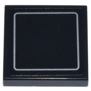 black tile 2 x 2 with silver square border with rounded corners pattern sticker - set 21347