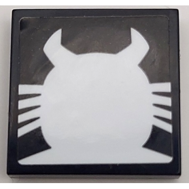 black tile 2 x 2 with white spider head and thorax venom pattern sticker - set 76115