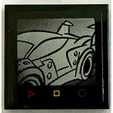 black tile 2 x 2 with computer screen with ferrari fxx k car triangle square and circle pattern sticker - set 75882